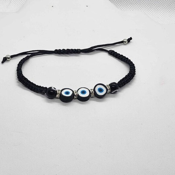 Brand New BLACK Evil Eye Adjustable Bracelet - Picture 1 of 4